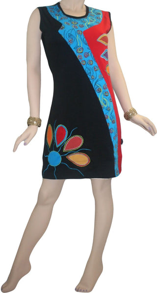 RD 15 Agan Traders Nepal Bohemian Knit Light Weight Cotton Mid Length Summer Dress - Agan Traders, RDR Multi 15