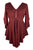 186026 B Medieval Butterfly Embroidered Beaded Bell Sleeve Top Blouse Tunic - Agan Traders, Burgundy