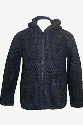 UF 5 Himalayan Lamb's Wool Warm Fleece Hoodie Sweater Coat Jacket - Agan Traders, Charcoal
