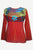 Rib Cotton Funky Razor Patches Long Sleeve Top Blouse - Agan Traders, Orange Red