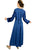 Renaissance Gothic Velvet Corset Embroidered Dress Gown - Agan Traders, Navy