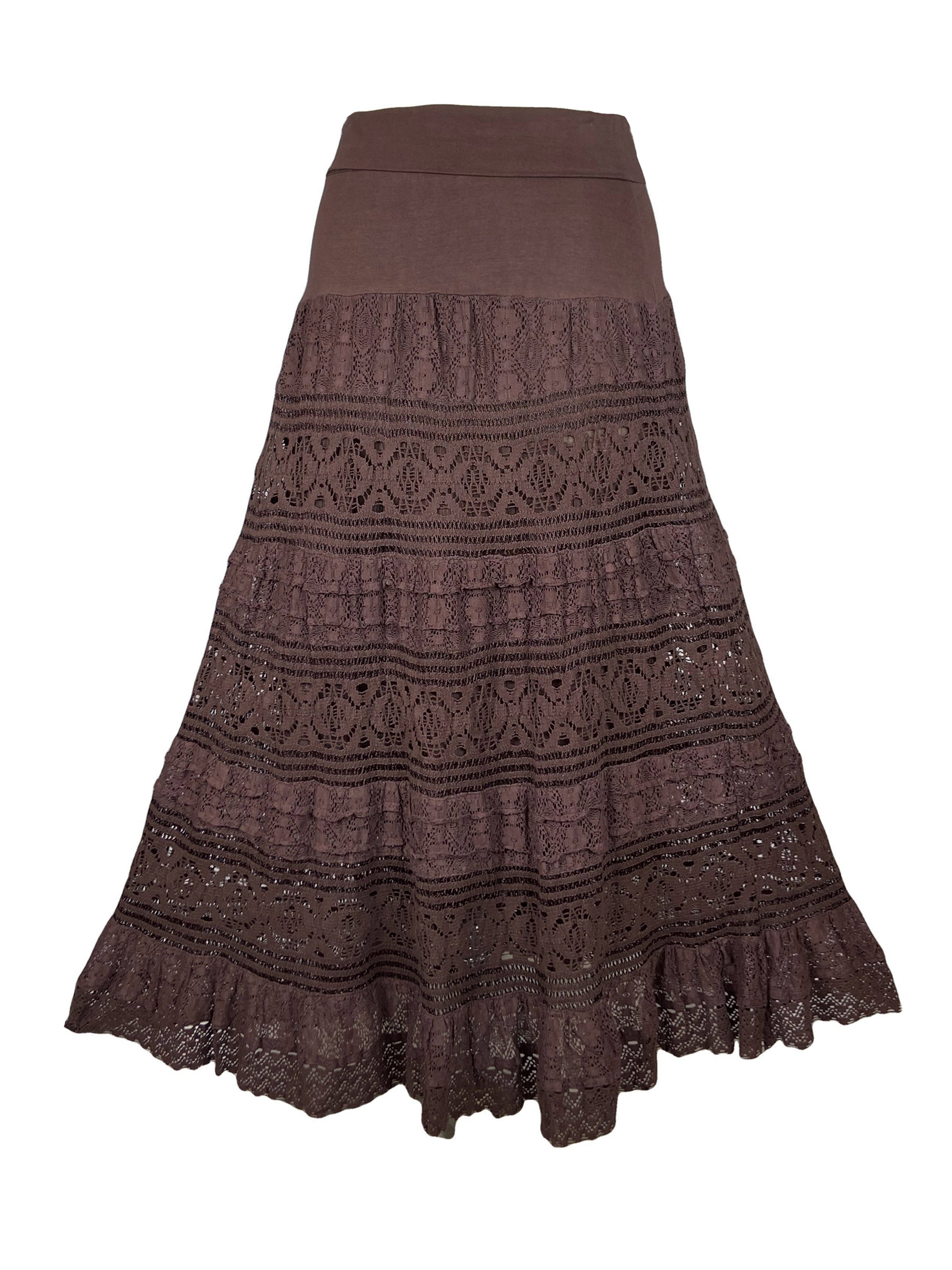 21238 SKT Cotton Lace Tiered Lined Long Skirt – Agan Traders