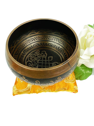 Antique Tibetan Auspicious Symbol Bowl Set - Agan Traders, SB 3017 D Note