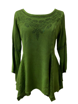 303 NB Bohemian Asymmetrical Blouse Tunic - Agan Traders, E Green