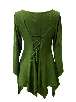 303 NB Bohemian Asymmetrical Blouse Tunic - Agan Traders, E Green