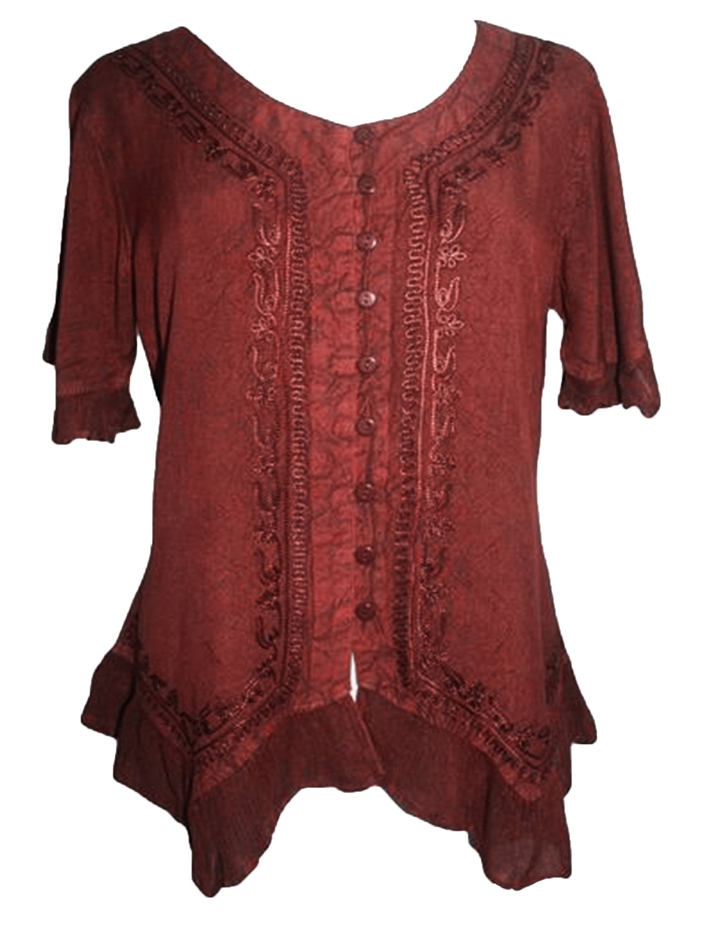 27 707 B Women's Boho Medieval Embroidered Button Down Full Sleeve Shi –  Agan Traders