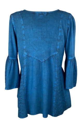 307 B Medieval Bohemian Embroidered Bottom Shirt Blouse - Agan Traders, Blue
