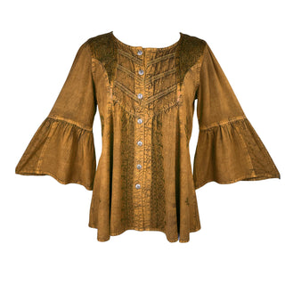 307 B Medieval Bohemian Embroidered Bottom Shirt Blouse - Agan Traders, Rust