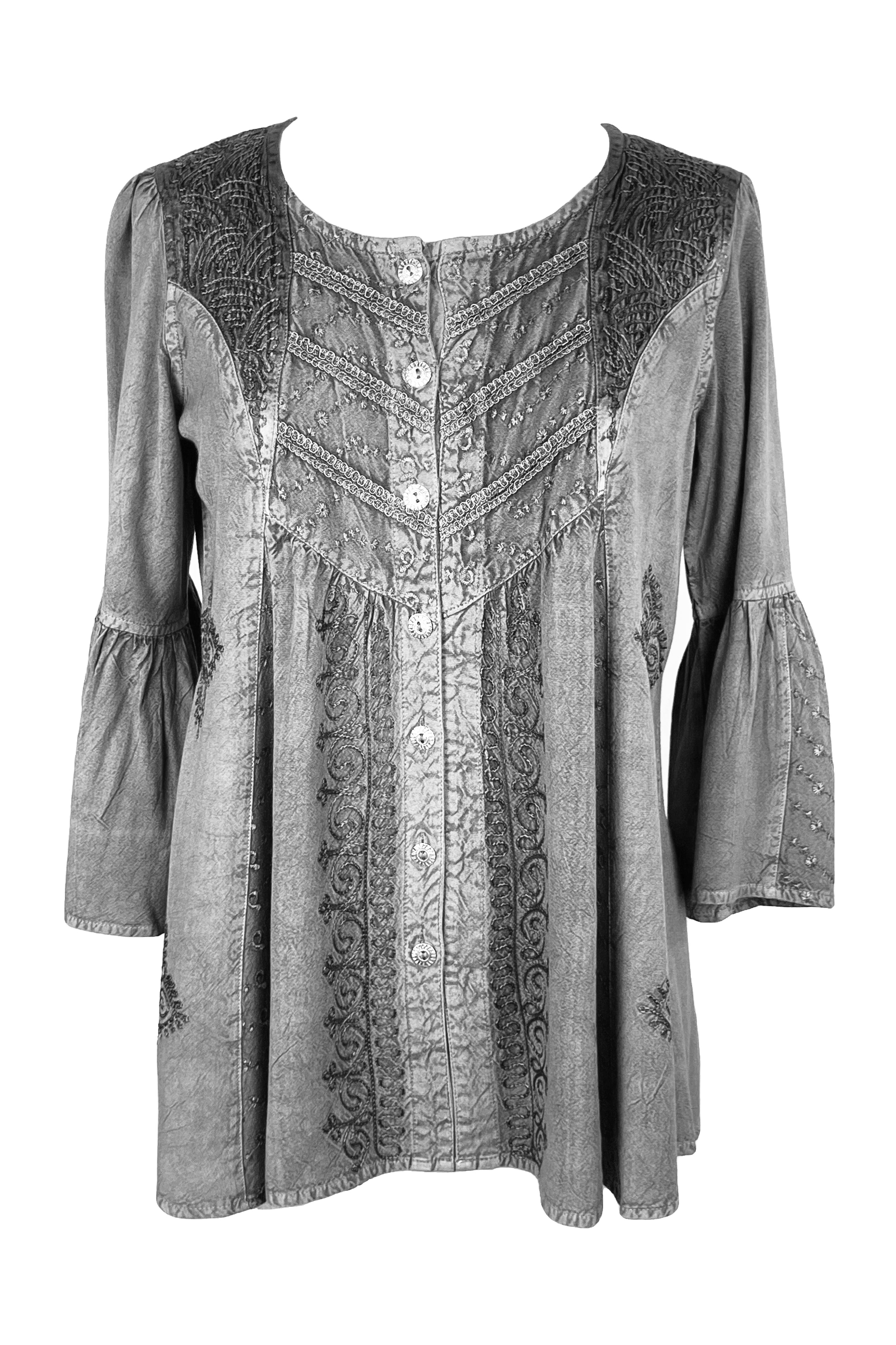 307 B Medieval Bohemian Embroidered Button Shirt Blouse – Agan Traders