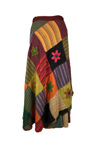 Flower Diamond Patchwork Wrap Skirt - Agan Traders, Multi 3