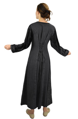 Renaissance Gothic Roman Medieval Velvet Long Dress Gown - Agan Traders, Black