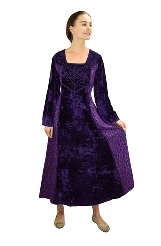 Renaissance Gothic Roman Medieval Velvet Long Dress Gown - Agan Traders, Purple