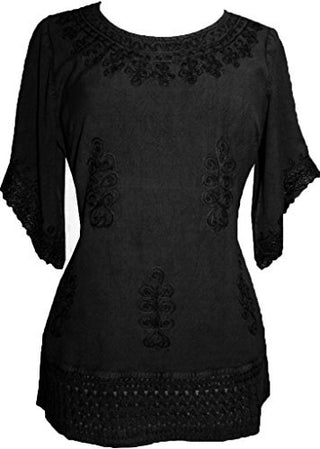 Medieval Rennaissance Peasant Gypsy Ari Lace Blouse Top - Agan Traders, Black