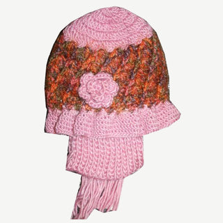 Knit Ski Winter Funky Warm Flower Hat Scarf Set - Agan Traders