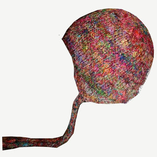 Fuzzy Himalayan Raw Silk Knit Fleece lined Multi-colored Beanie - Agan Traders, Recycle Silk 1