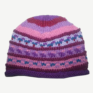 Himalayan Wool Knit Skull Cap Hat - Agan Traders, Purple