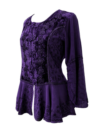 503 B Rich Luxury Gypsy Medieval Mandarin Renaissance Blouse Top - Agan Traders, Purple