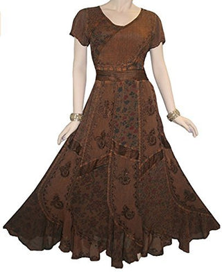 DR 592 Agan Traders Renaissance Vintage Mega Sleeve Long Dress - Agan Traders, Rust