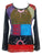 Rib Cotton Multi-colored Patches Half Moon Embroidered Bohemian Gypsy Top Blouse - Agan Traders, Multi