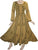Peasant Embroidered Bell Sleeve Scalloped Hem Dress Gown - Agan Traders, Sand