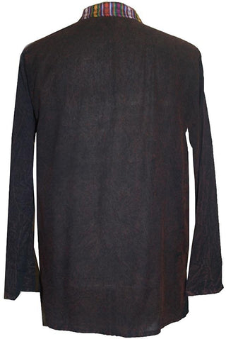 Lightweight Cotton Yoga Casual Shirt Mandarin Henley Style - Agan Traders, Rusty Brown