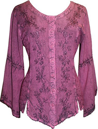 Flower Embroidered Blouse - Agan Traders, Plum