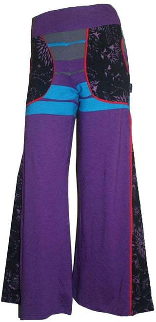 LP 496 Agan Traders Bohemian Cotton Belly Button Pant wide Trouser - Agan Traders, Purple