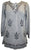 Embroidered Front V Neck Vintage Blouse - Agan Traders, Silver/Gray C