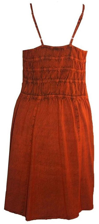 Mini Spaghetti Strap Baby Doll Mid Length Dress - Agan Traders, Orange Rust