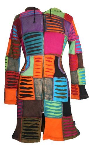 Funky Patches Long Bohemian Fleece Jacket - Agan Traders, Multi 2