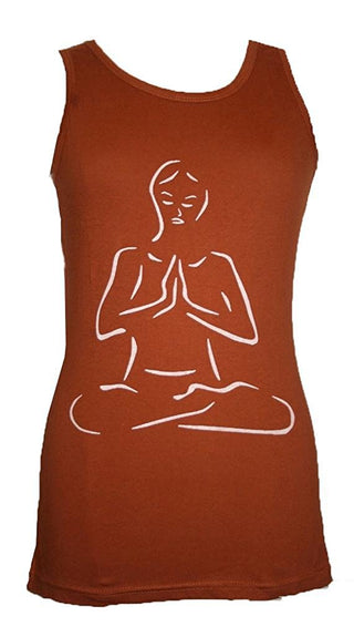 Nepal Highland Agan Traders Knit Cotton Stretchy Yoga Tank Top Cami - Agan Traders, Rust