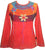 Rib Cotton Funky Razor Patches Long Sleeve Top Blouse - Agan Traders, Rusty Orange