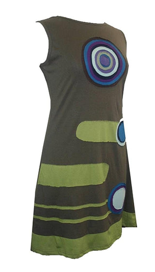 Soft Knit Cotton Designer Style Patched Summer Junior Missy Dress - Agan Traders