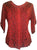 Scooped Neck Medieval  Embroidered Blouse - Agan Traders, B Red