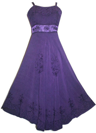 Rayon Renaissance Gothic Spaghetti Strap Mid Calf Dress - Agan Traders, Purple