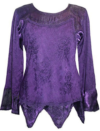 Gypsy Renaissance Victorian Asymmetrical Hem Top Blouse - Agan Traders, Purple
