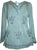 Embroidered Front V Neck Vintage Blouse - Agan Traders, Turquoise