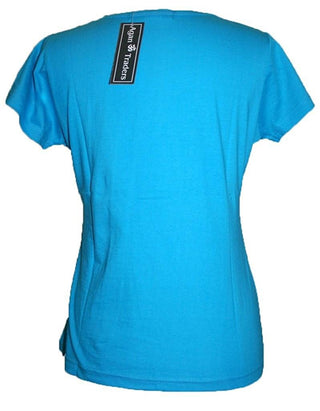 Om Embroidered Stretchy Yoga Tee - Agan Traders, Turquoise