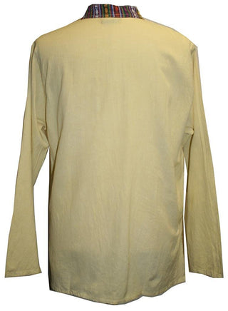 Lightweight Cotton Yoga Casual Shirt Mandarin Henley Style - Agan Traders, Yellow