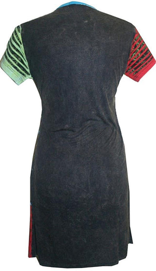 Knit Viscose Razor Cut Embroidered Light Weight Summer Short Baby Doll Dress - Agan Traders, Black Multi