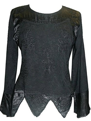 Gypsy Renaissance Victorian Asymmetrical Hem Top Blouse - Agan Traders, Black