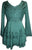 Medieval Embroidered Flare Tunic Top Blouse - Agan Traders, H Green