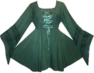 Gypsy Medieval Stylish Bohemian Sexy Flare Corset Tunic - Agan Traders, Green