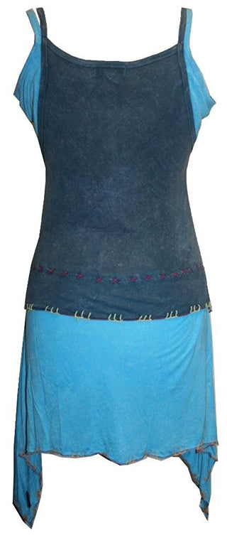 RD 09 Bohemian Light Weight Knit Cotton Summer Spaghetti Strap Sun Dress - Agan Traders, Teal Turquoise