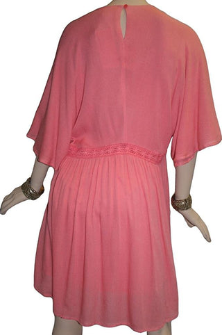 Rayon Crape Medieval Peasant Vintage Short Baby Doll Dress - Agan Traders, Peach
