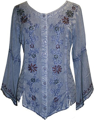 Flower Embroidered Blouse - Agan Traders, Lilac