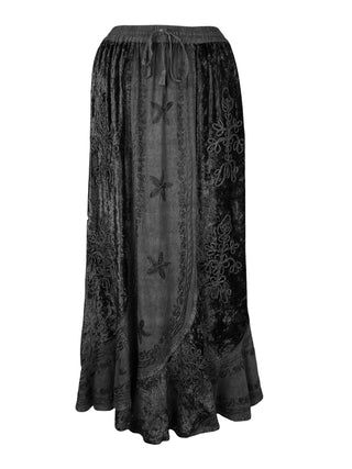 Rayon Velvet Gypsy Medieval Renaissance Scallops Vintage Skirt - Agan Traders, Black