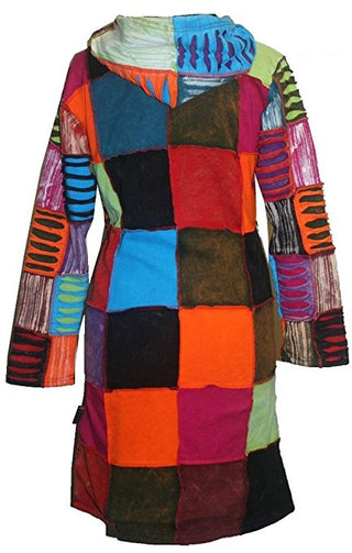 Funky Patches Long Bohemian Fleece Jacket - Agan Traders, Multicolor