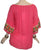 Rayon crape Bohemian Medieval Bell Sleeve Embroidered Rope Tie Tunic Blouse - Agan Traders, Coral