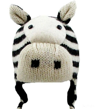 Agan Traders Wool Animal Knit Fleece Lined Flap trapper Hat Child Kids Size - Agan Traders, Zebra